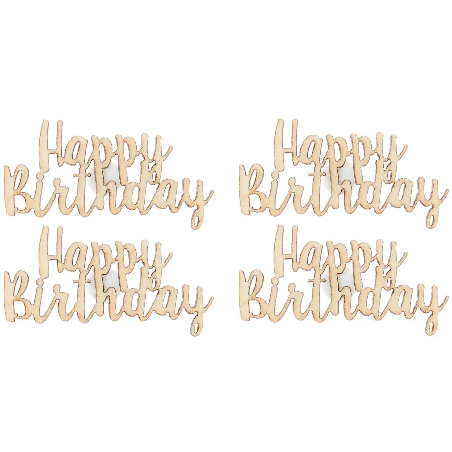 4 Holzsticker "Happy Birthday"
