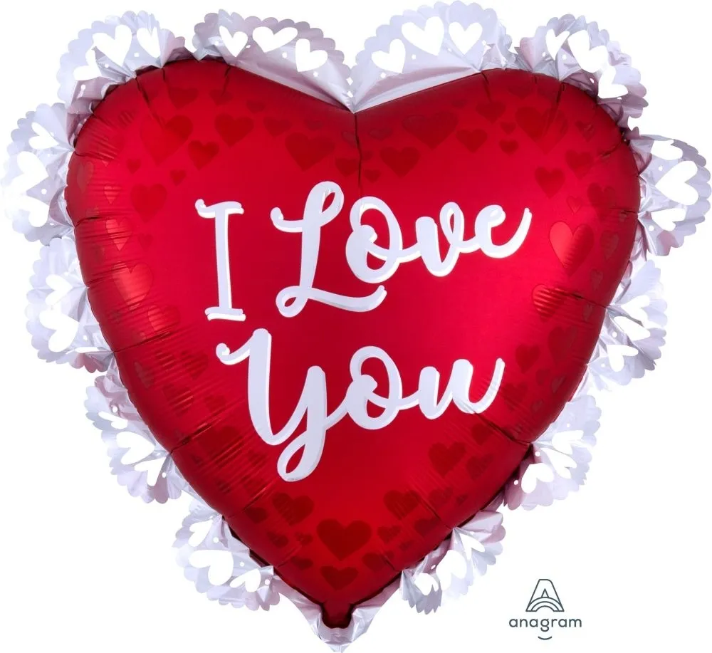 Folienballon Herz mit Spitzenrand "I Love you" 60cm