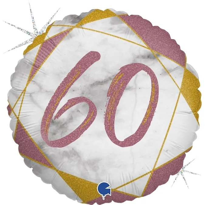 Folienballon "60" Roségold, marmoriert 45 cm