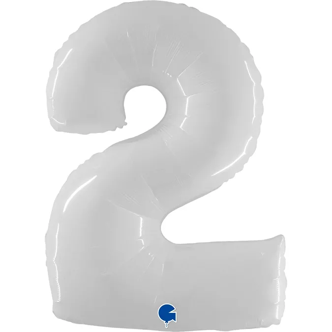 Folienballon Zahl 2 Shiny White 100cm/40"