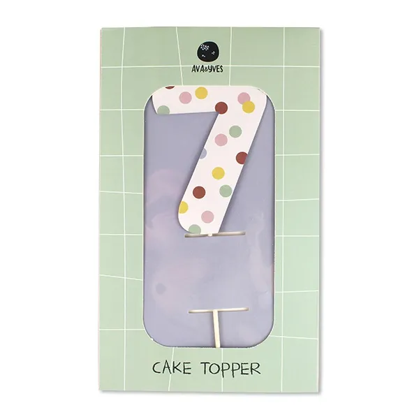 Cake Topper Zahl "7", bunte Punkte