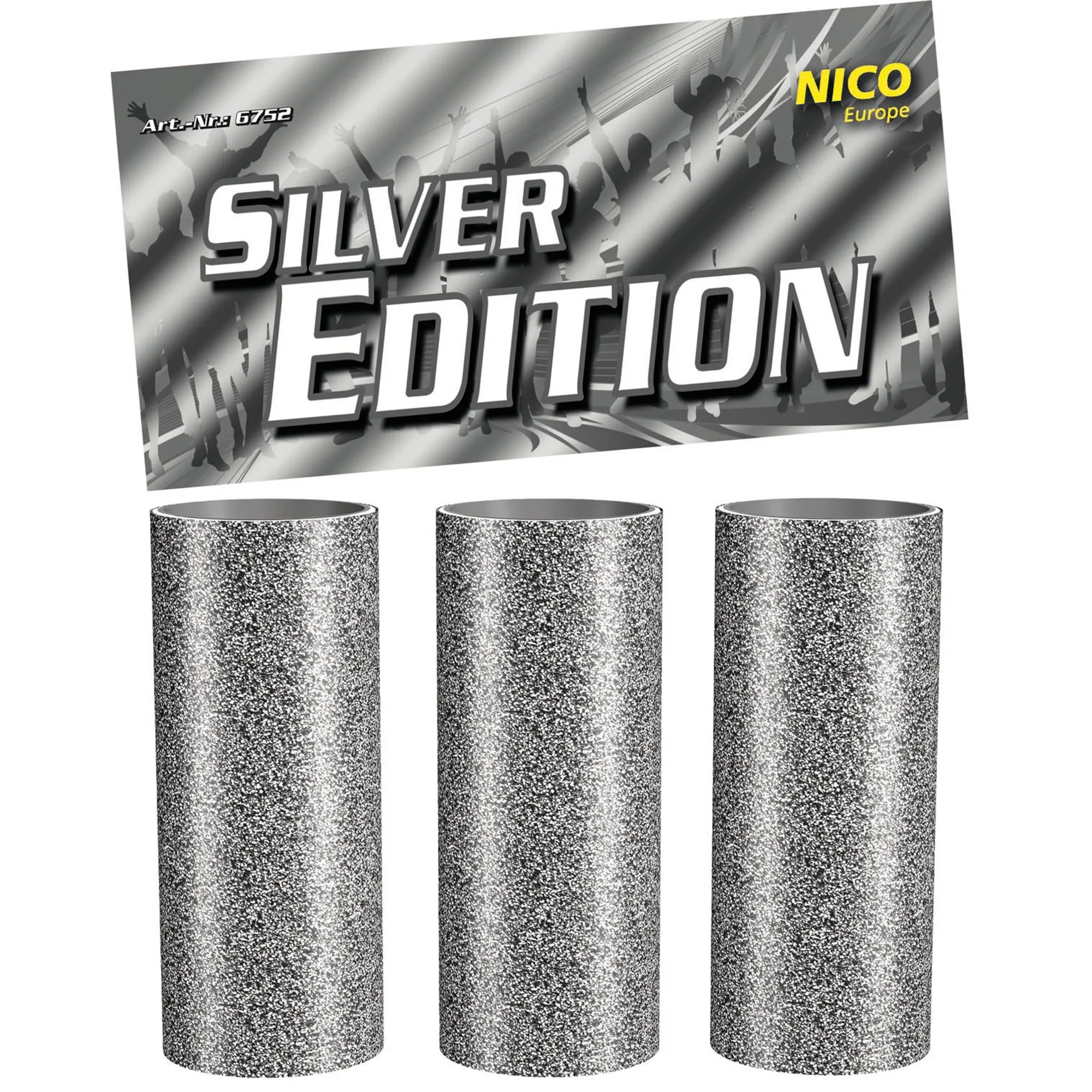 3 Silberne Glitzer Tischbomben