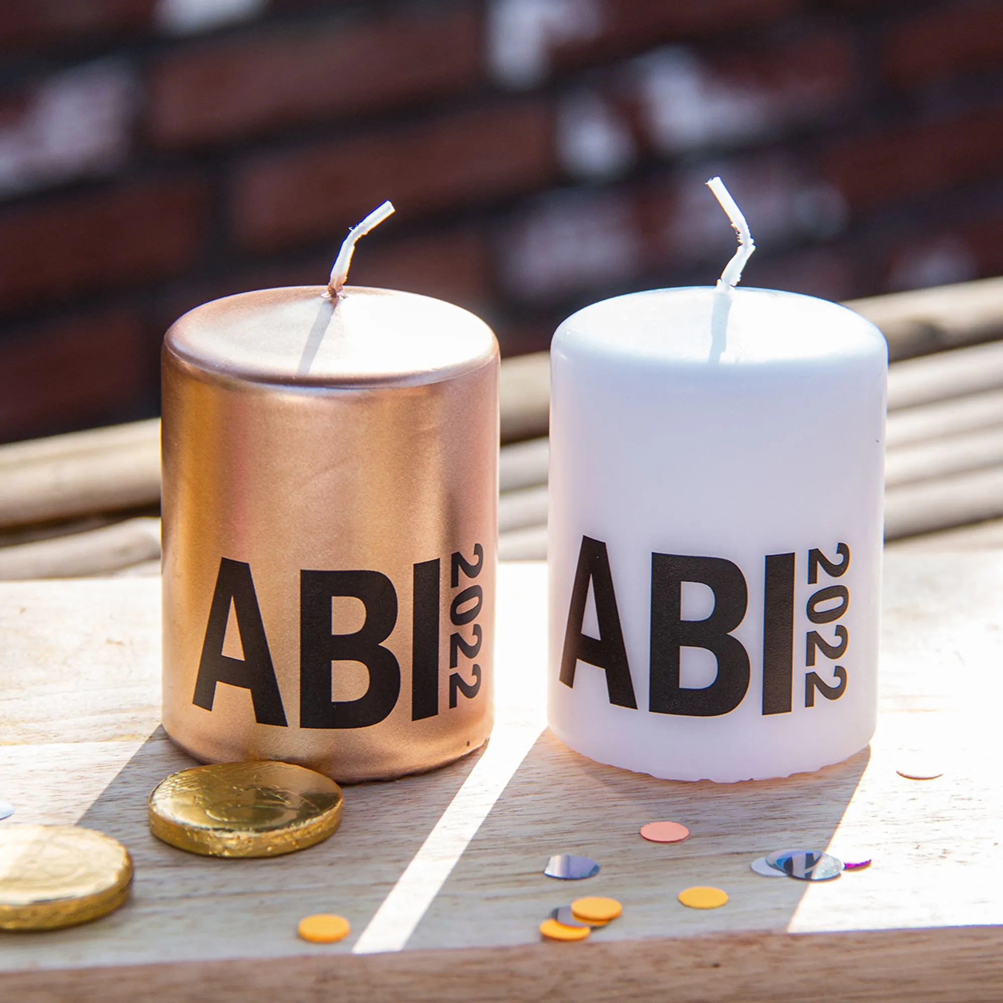 Goodtimes Stumpenkerze Roségold "ABI 2026"