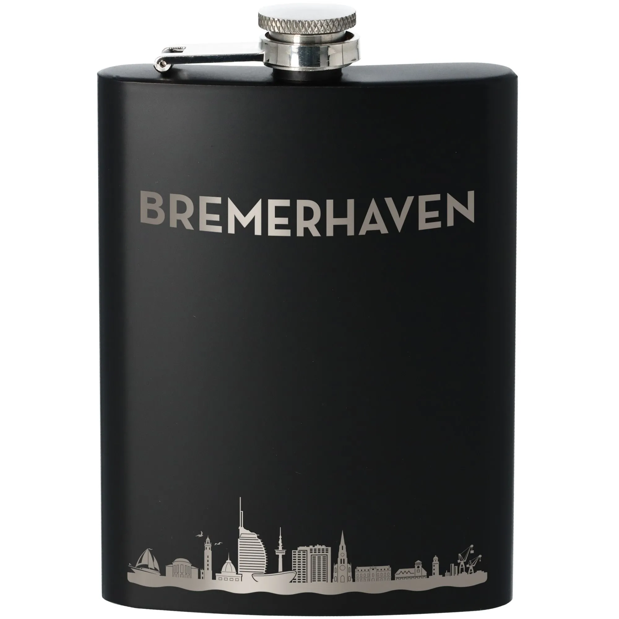 Flachmann Skyline Bremerhaven Schwarz 225ml