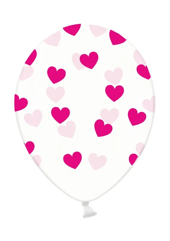 Latexballon Transparent  Pink Herzen Ø 30cm