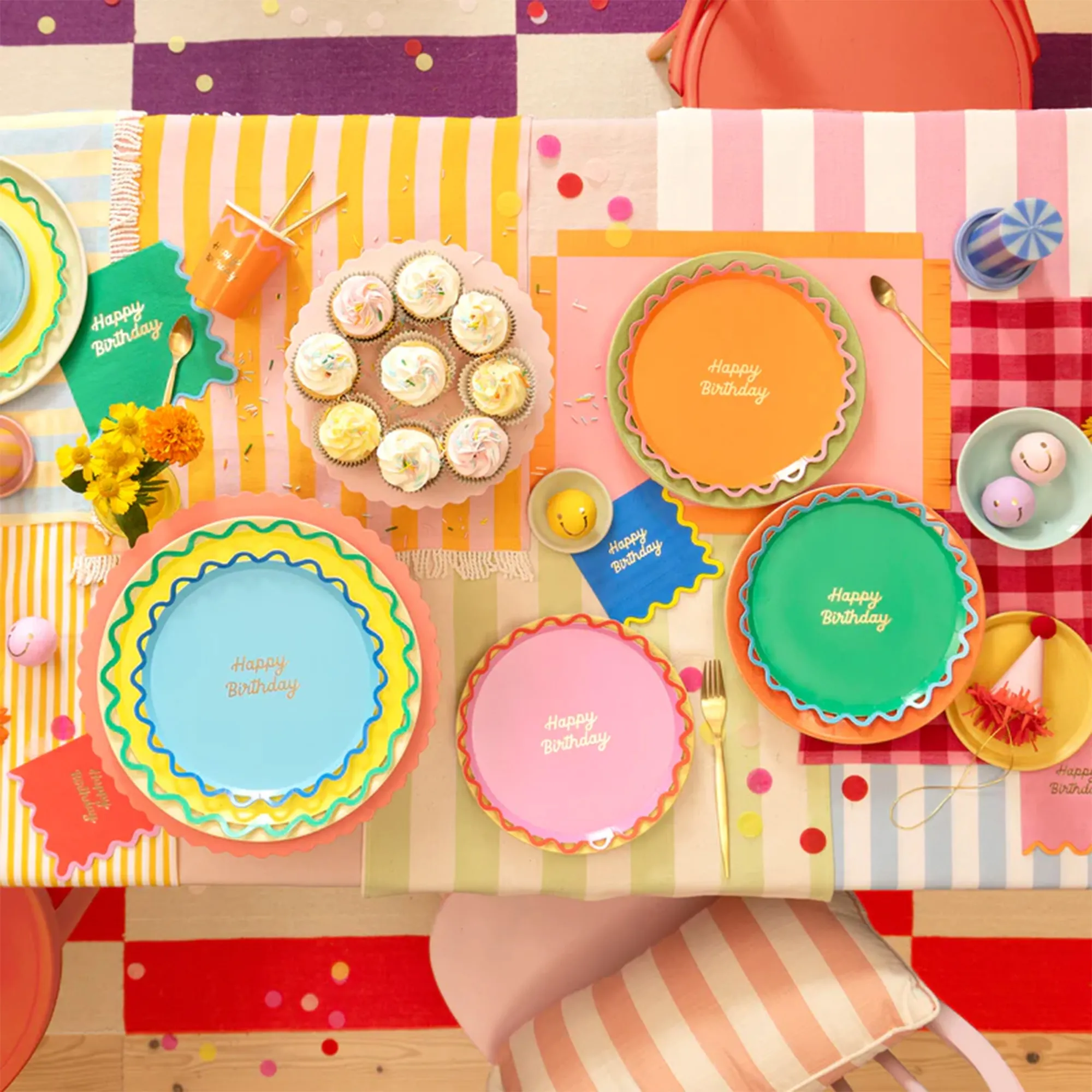 Kuchen, Birthday-Party, Teller, Cupcakes, Dekoration