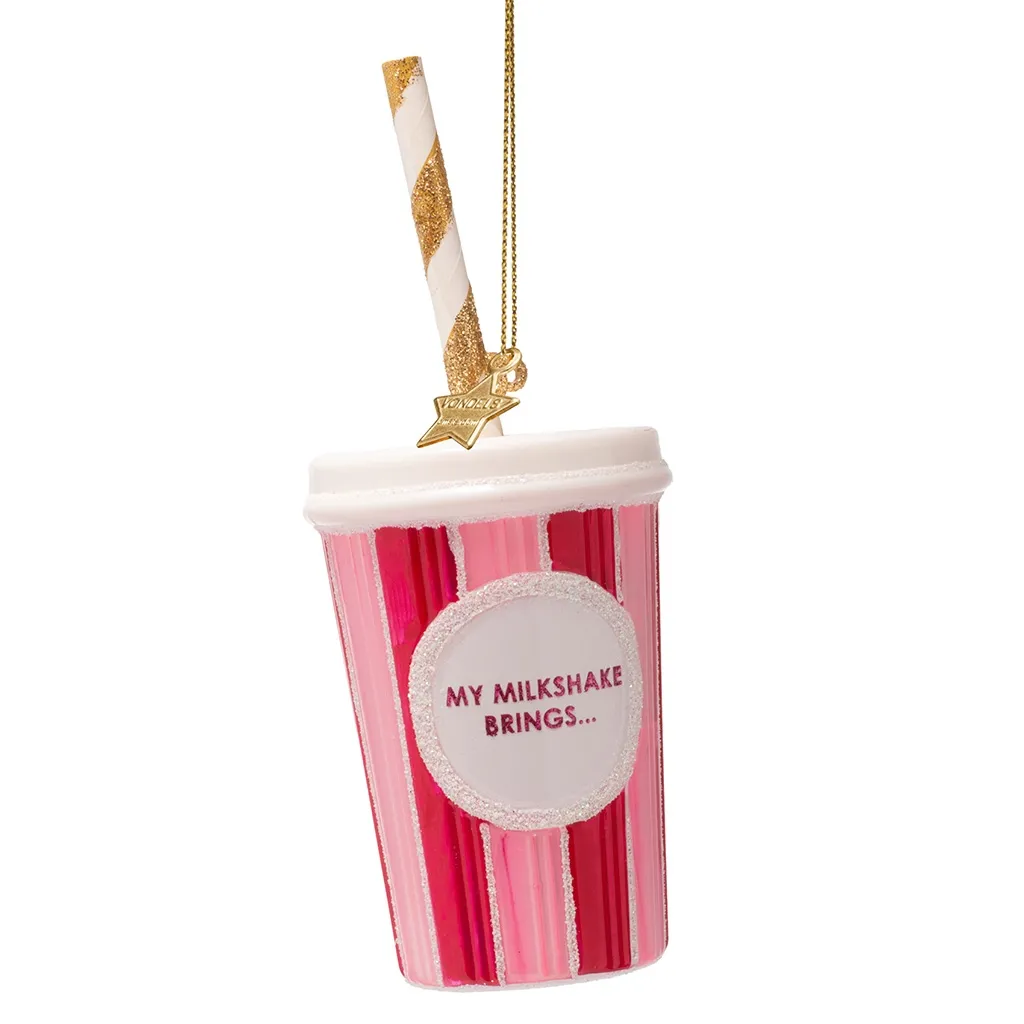 Pinkeis, Milchshake-Becher, Strawberry, Glitzer, Anhänger