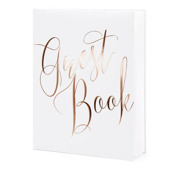Gästebuch "Guestbook", Weiß/Roségold