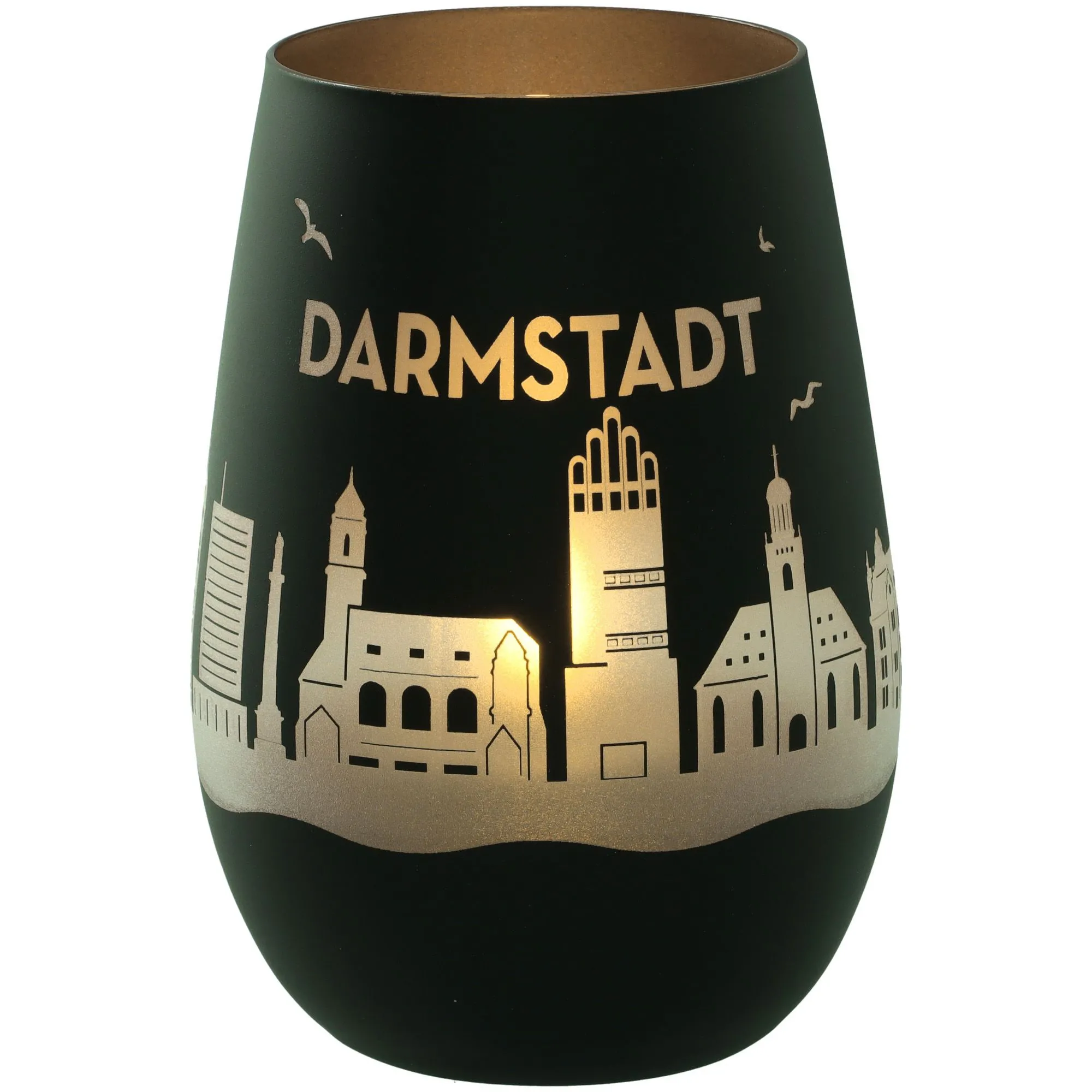 Windlicht Skyline Darmstadt Schwarz/Silber