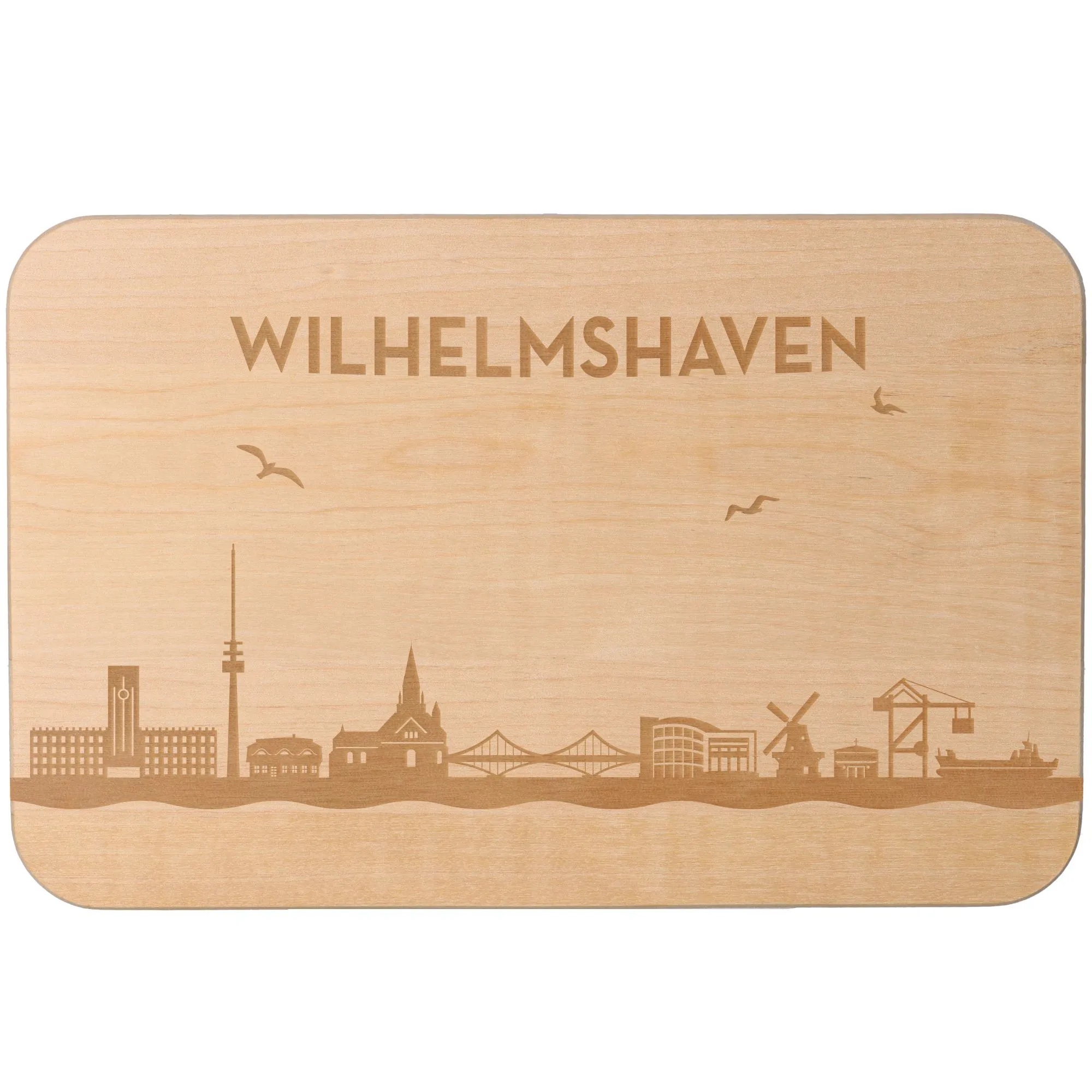 Frühstücksbrett Skyline Wilhelmshaven 23cm x 15cm x 1cm