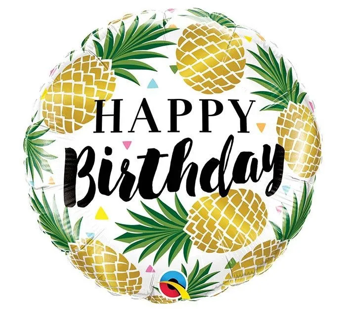 Folienballon Happy Birthday Goldene Ananas 45 cm