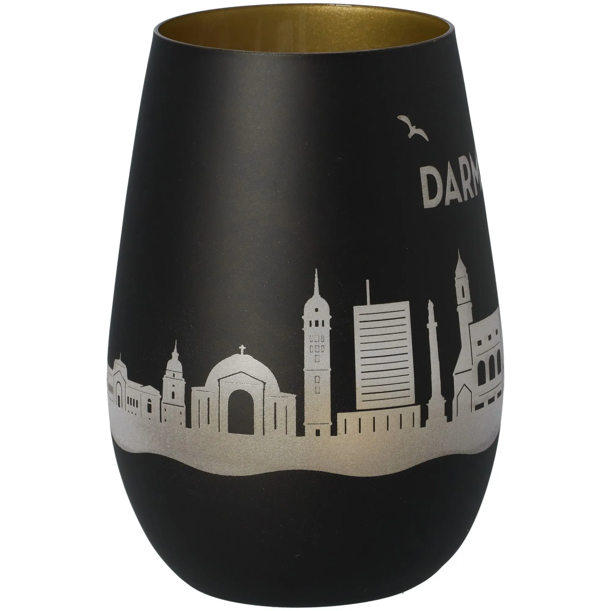 Windlicht Skyline Darmstadt Schwarz/Gold