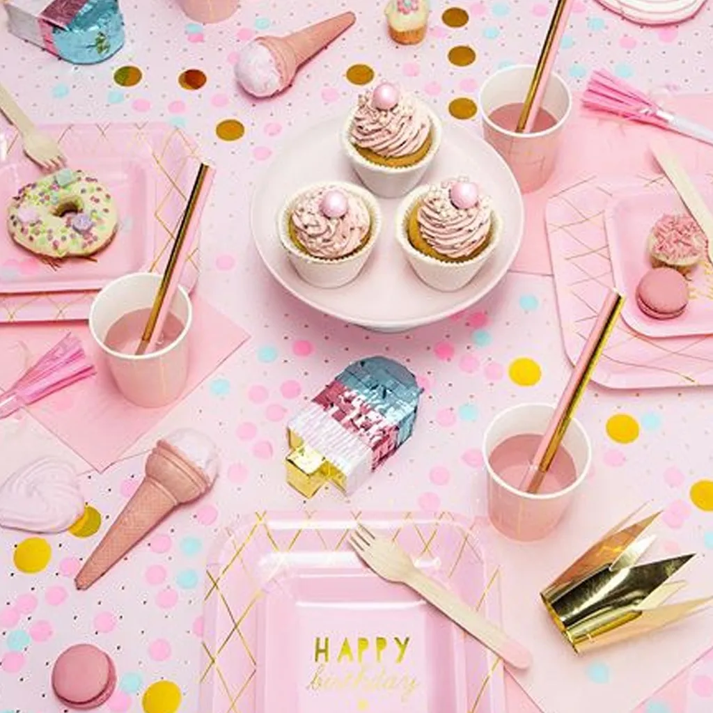  cupcakes,  cupcakes in cups,  pink party,  party table,  dessert