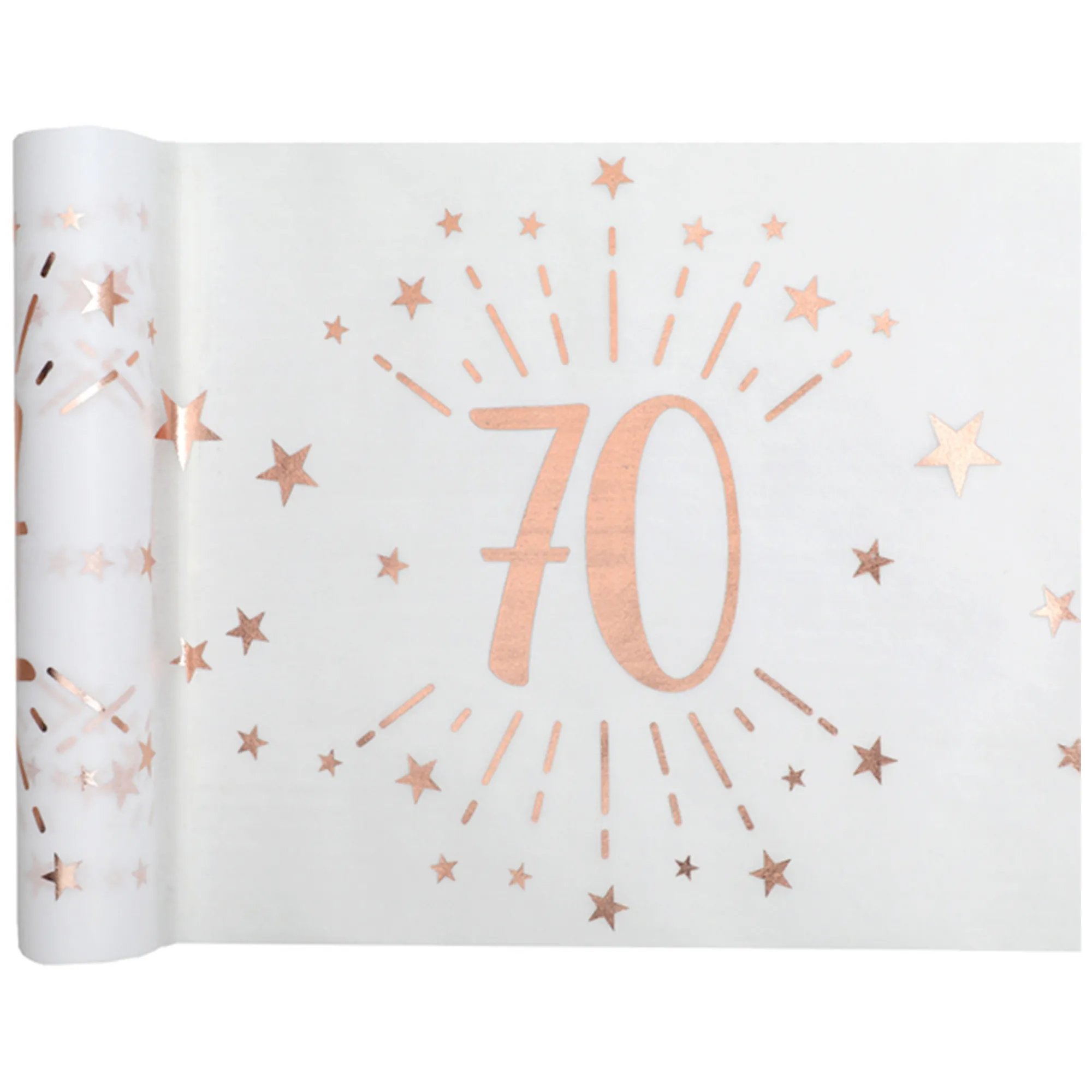 70. Geburtstag - Tischläufer, Weiß/Rosegold