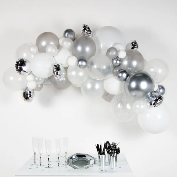 DIY Ballongirlande zum selberbauen - Silber