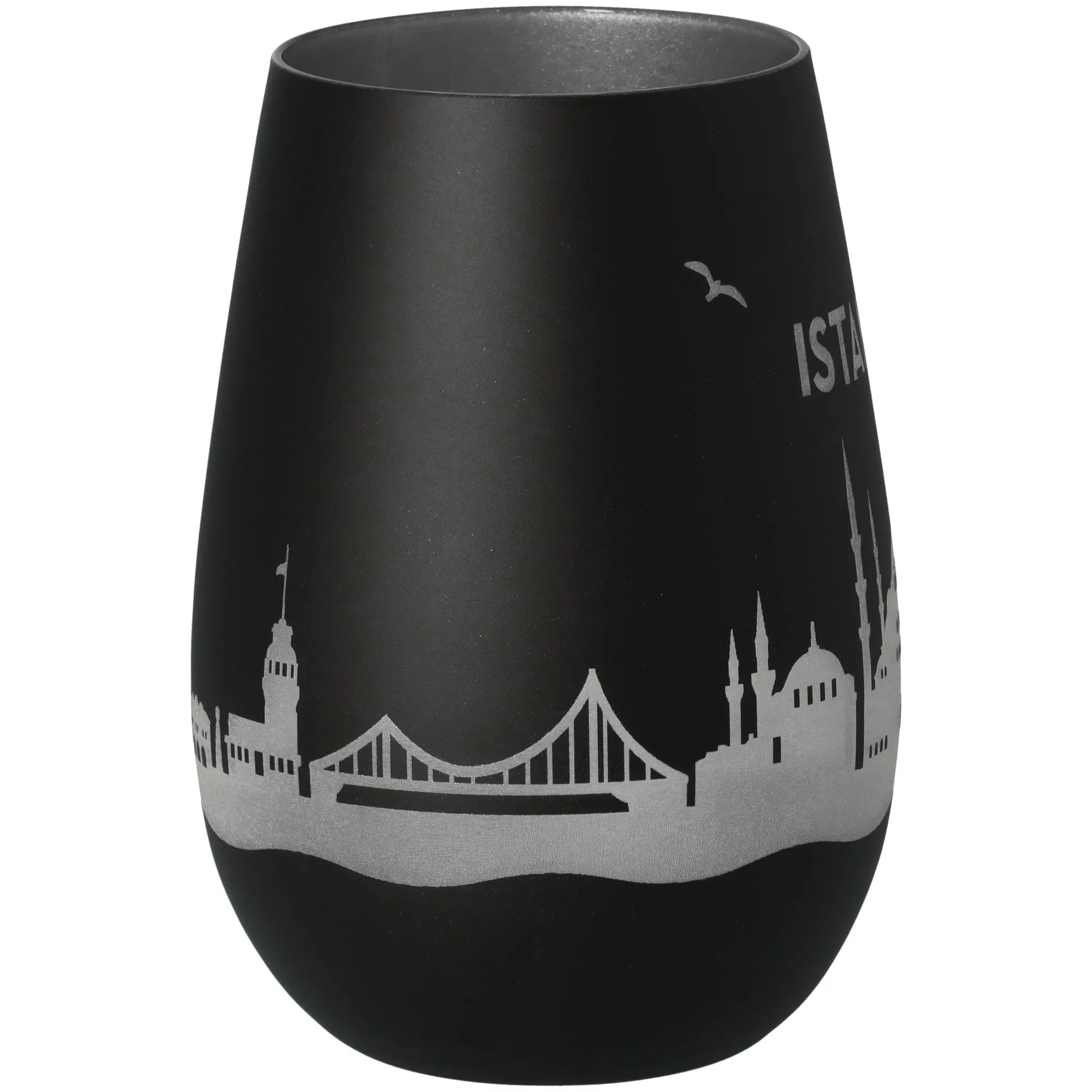 Windlicht Skyline Istanbul Schwarz/Silber