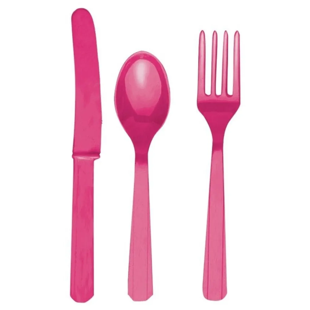 Besteck, Messer, Löffel, Gabel, Pink
