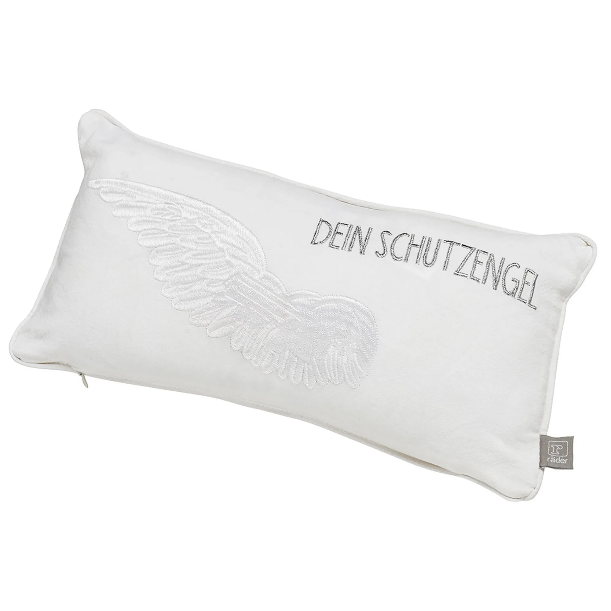 Kissen, Winged-Design, Weiß, Stickerei, Reißverschluss