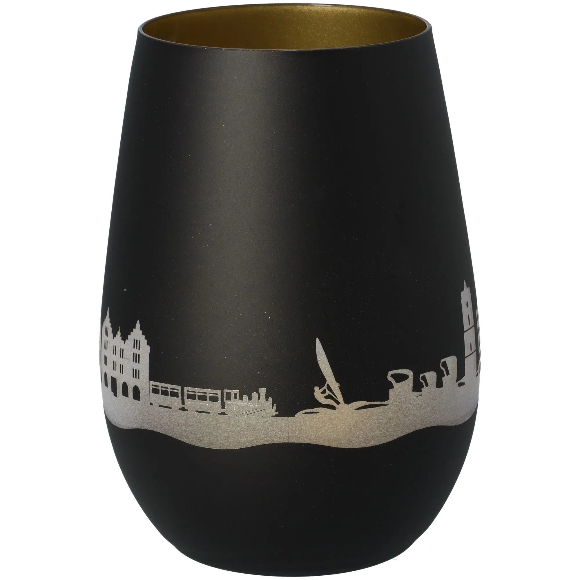 Windlicht Skyline Borkum Schwarz/Gold