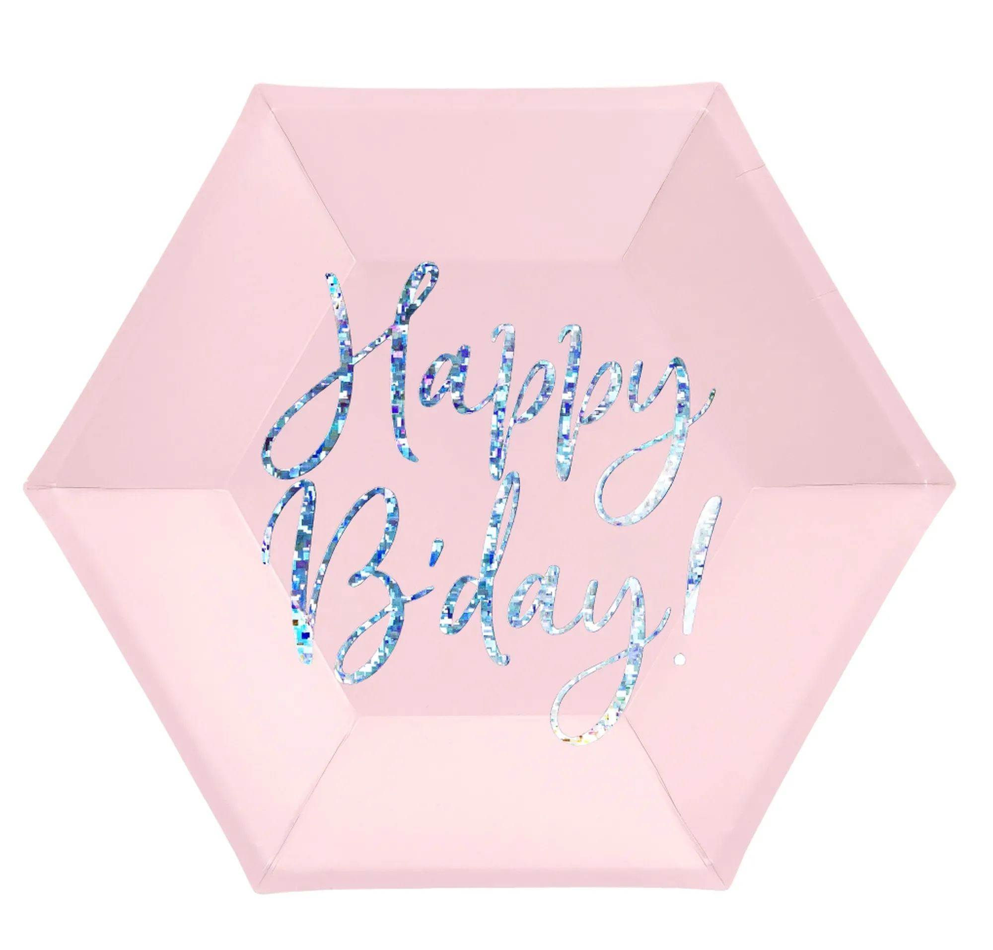 6 Pappteller - Happy Birthday -  Rosa / Silber