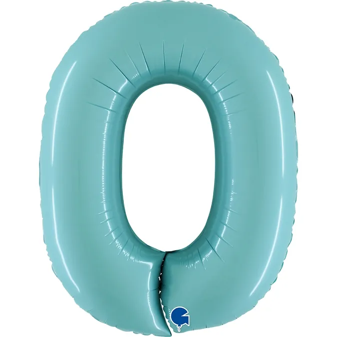 Folienballon Zahl 0 Pastell Türkis 100cm