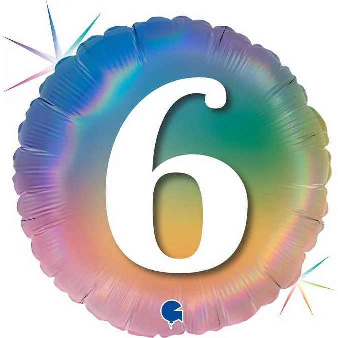 Folienballon Regenbogen "6" 45cm