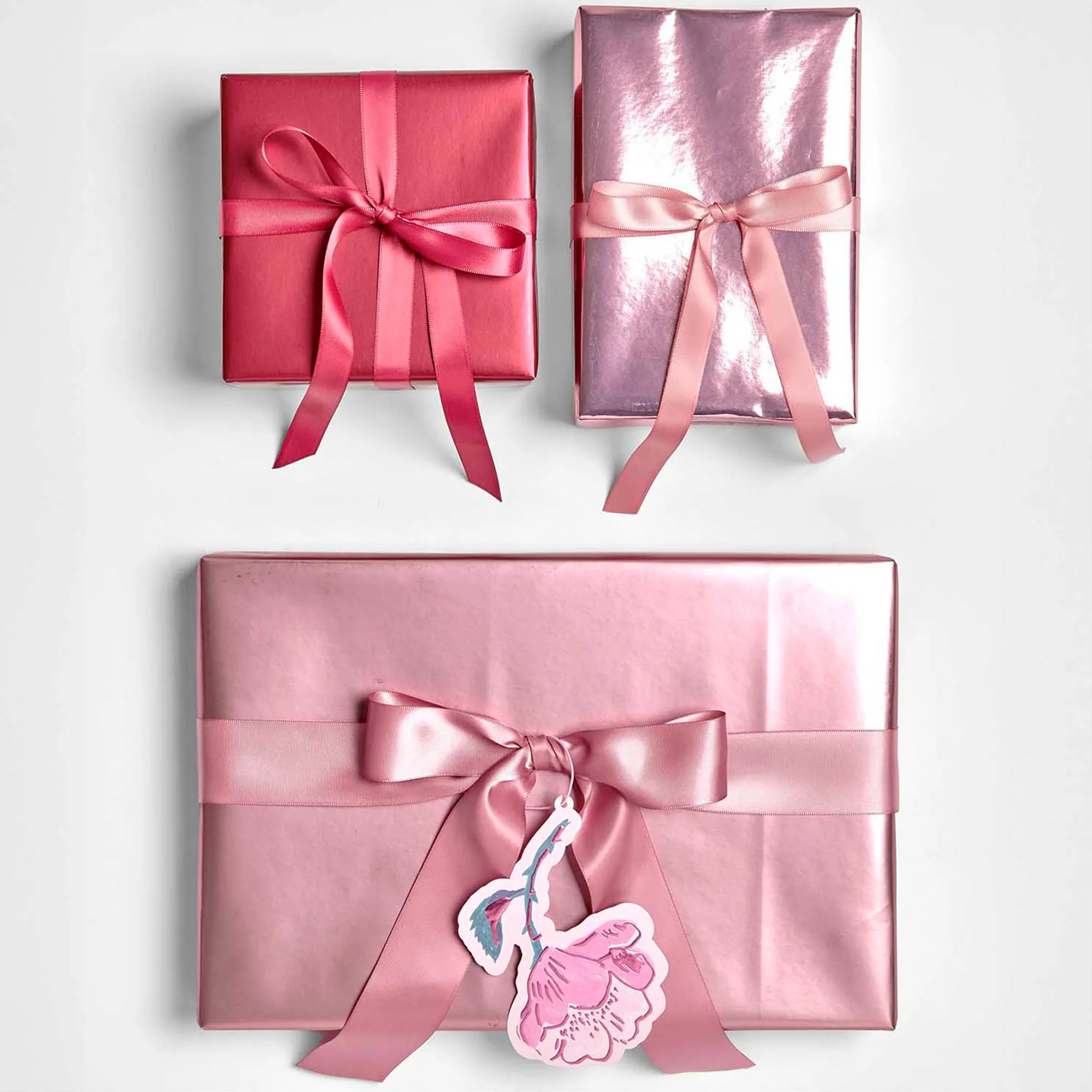Geschenkpapier auf Rolle, Metallic Rosa Matt 2m