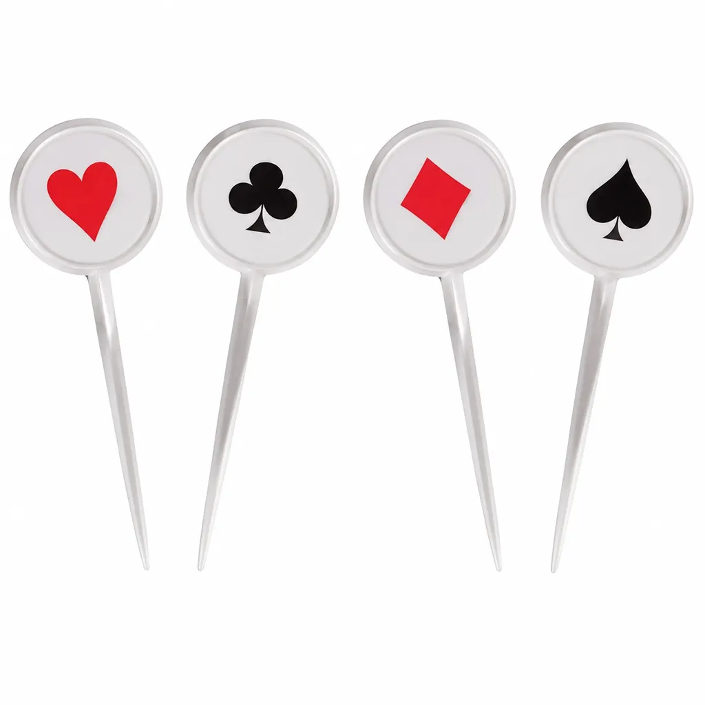 Spielkarten-Motiv, Karten-Symbole, Poker-Symbole, Zielspieß-Lolly, Vier Karten