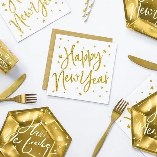 Neujahrsgruß, Grußkarte, Goldfolie, Sterne, Dekorkarte