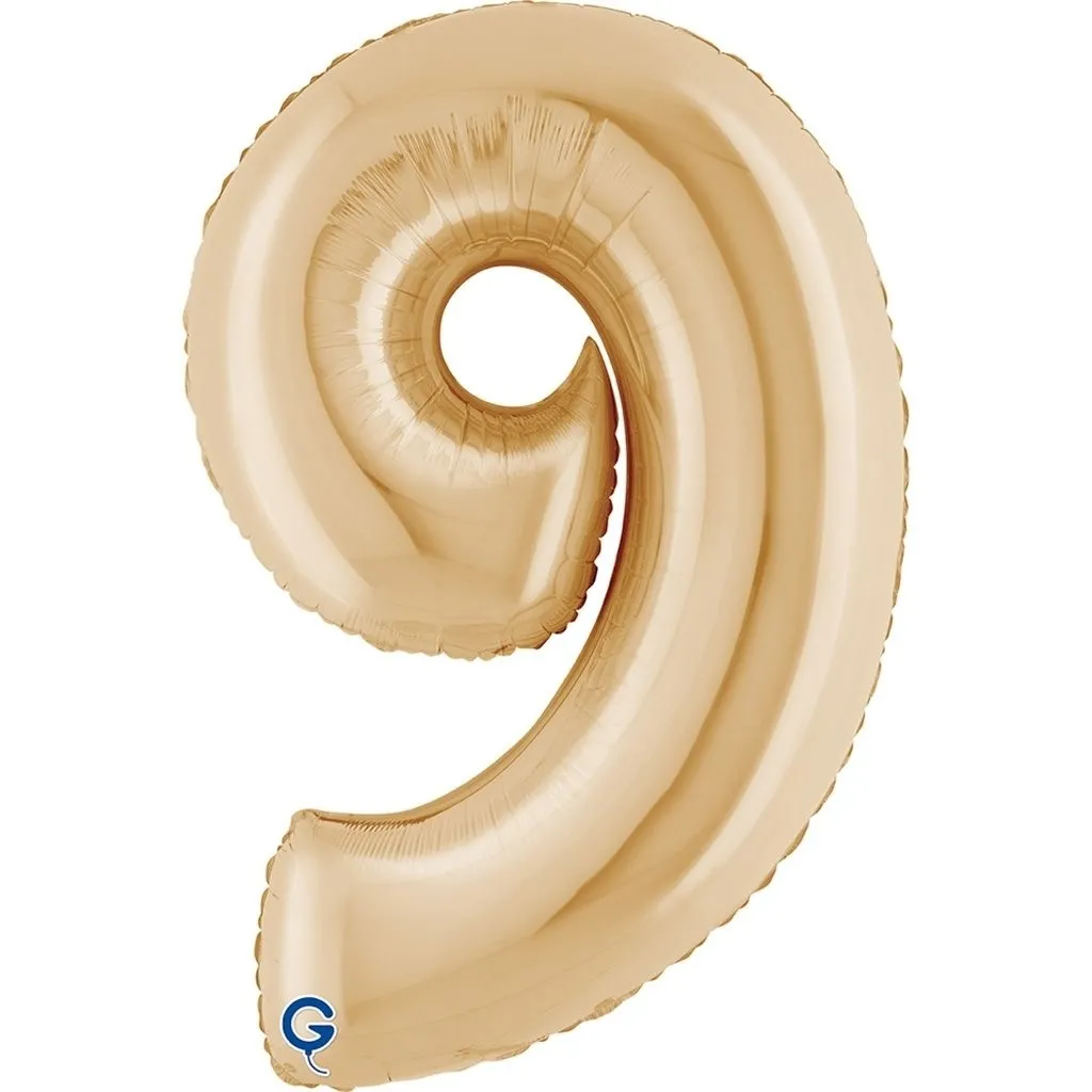 Folienballon Zahl 9 Champagner Gold 100cm