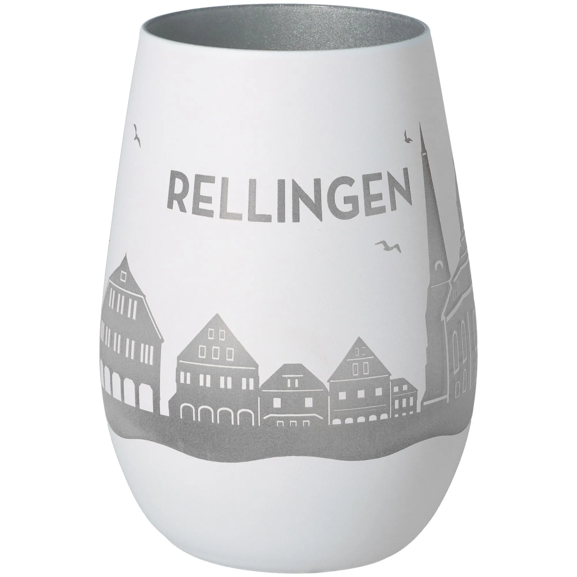 Windlicht Skyline Rellingen Weiß/Silber