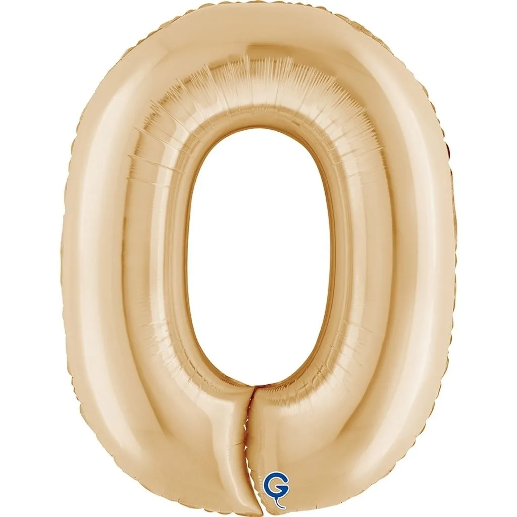 Folienballon Zahl 0 Champagner Gold 100cm