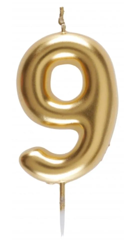 Zahlenkerze "9", Gold