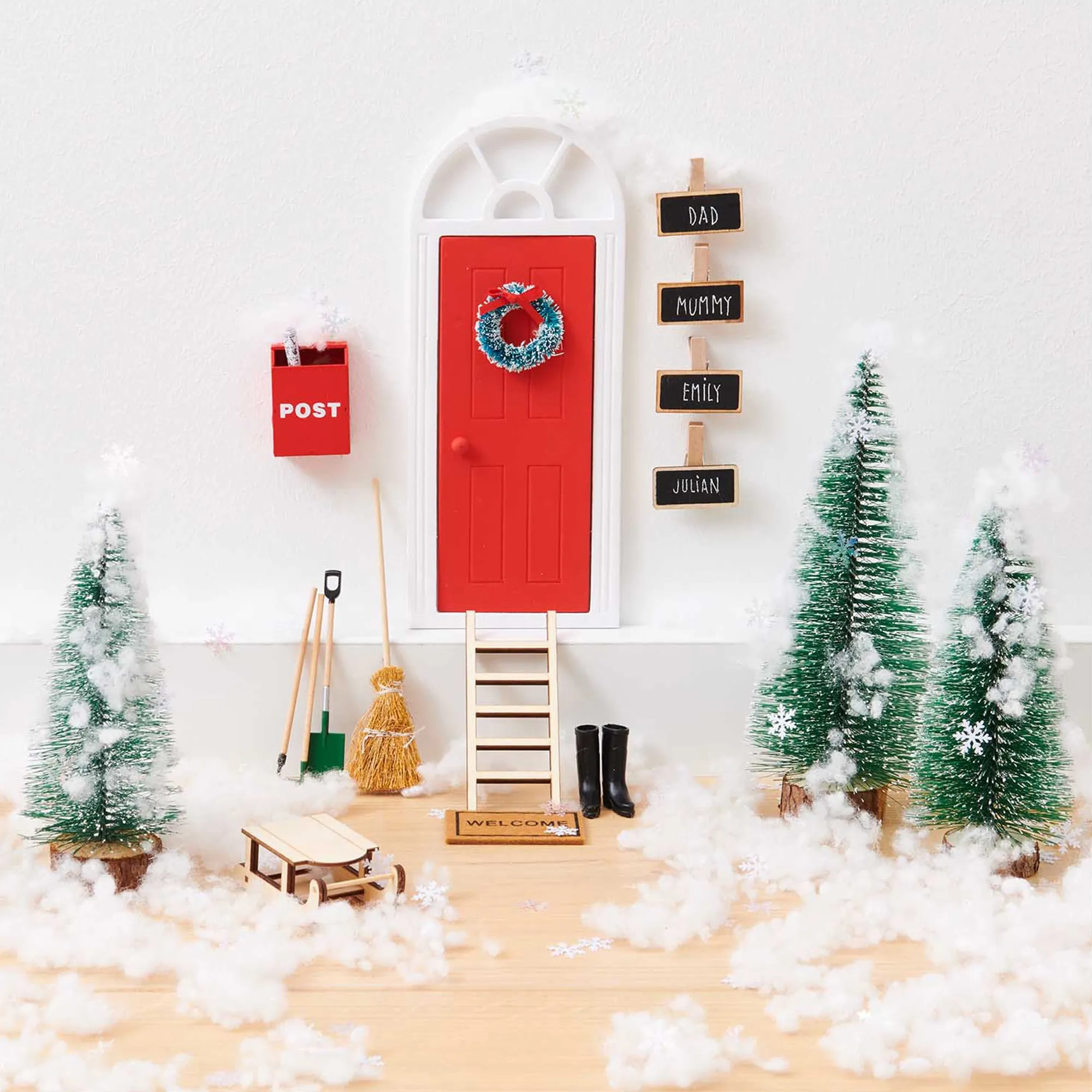 Miniatur Wichteltür "Tür mit Bogen, Rot-Weiß" 23,8 cm