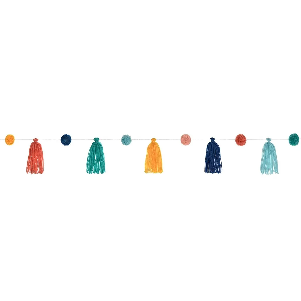 Girlande - Tassel & Pom Poms aus Wolle