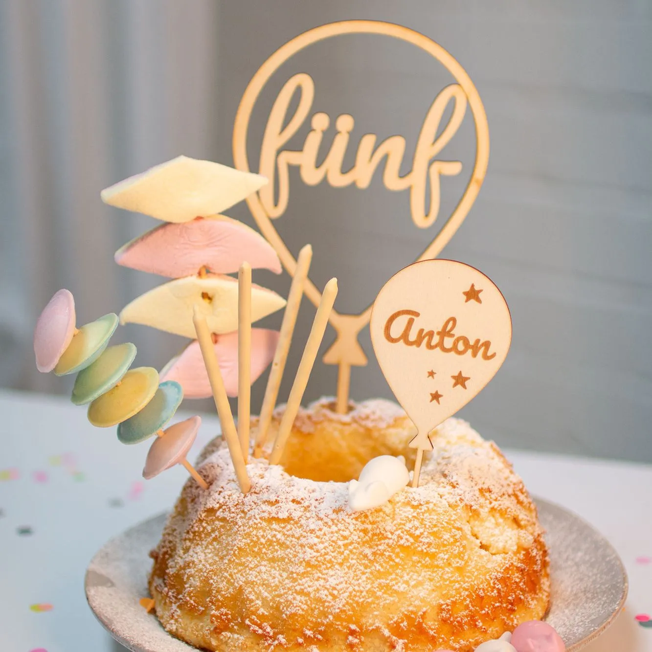 Cake Topper Ballon Stern Set Zahl 5