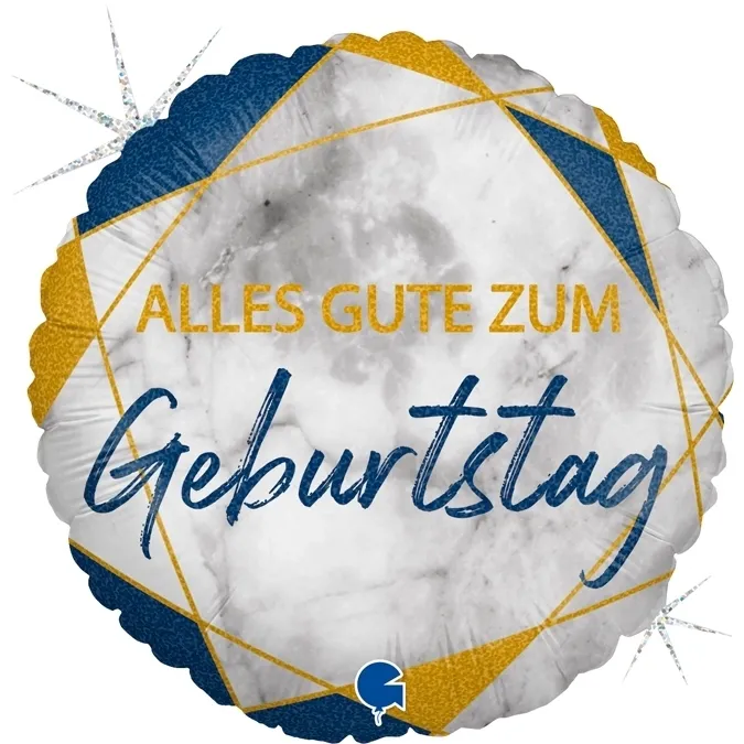 Folienballon "Alles Gute zum Geburtstag" Blau, marmoriert 45 cm