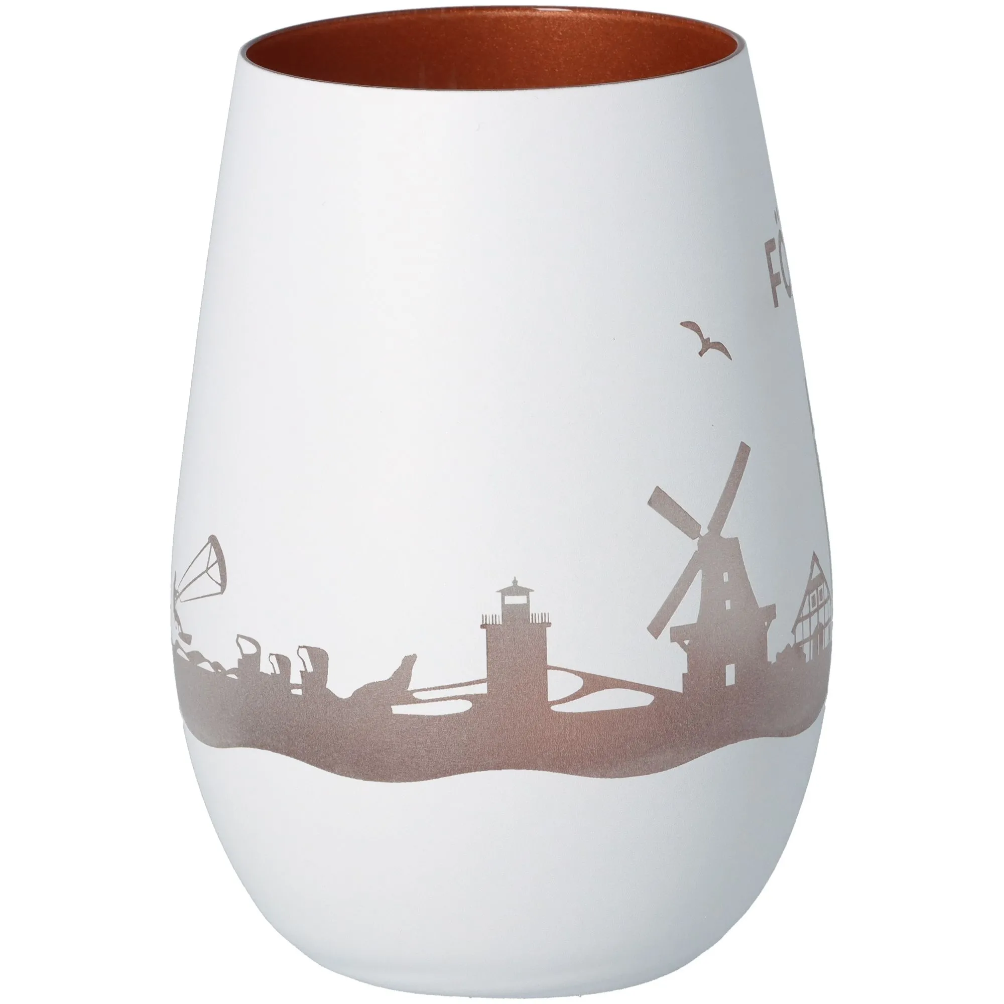 Windlicht Skyline Föhr Weiß/Bronze