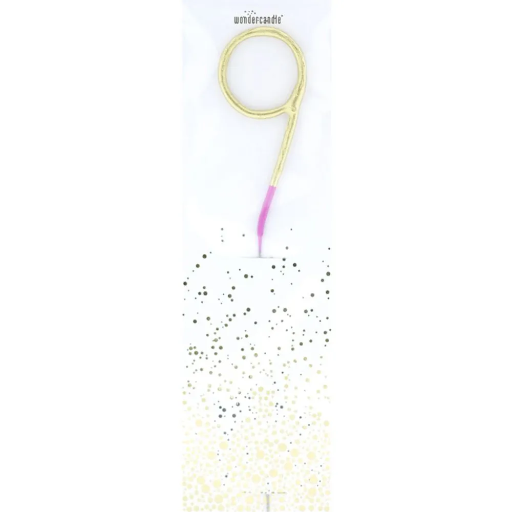 Wunderkerze Zahl "9" Gold/Pink