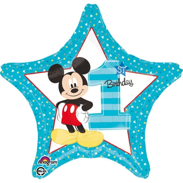 Folienballon Stern "Mickey" 1. Geburtstag 45cm