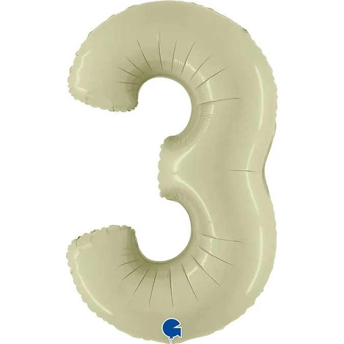 Folienballon Zahl 3 Satin Olivgrün 100cm