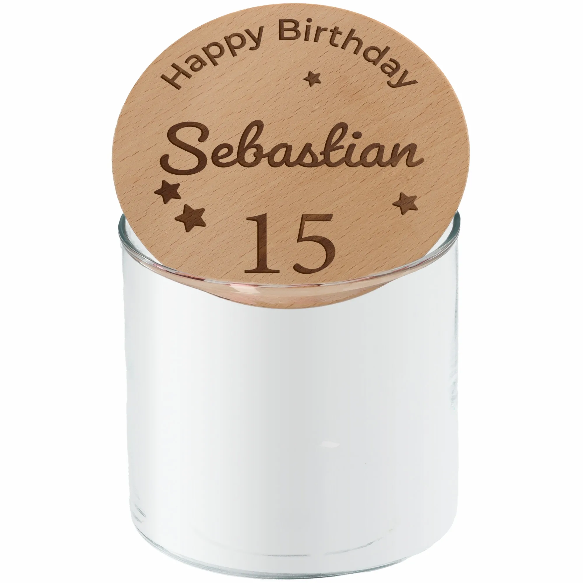 Geschenkglas Happy Birthday mit Sternen