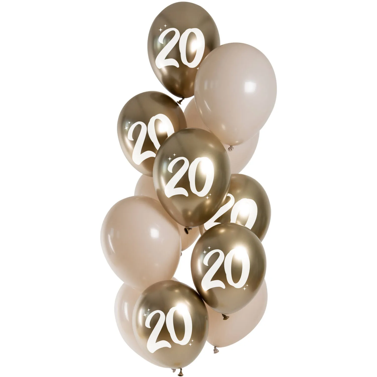 12 Latexballons im Set "Golden Latte 20 Jahre" Ø 33cm