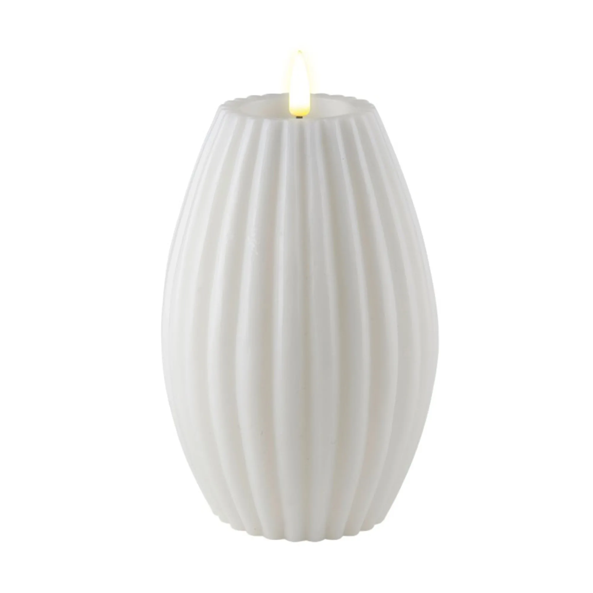Deluxe - LED gerillte Kerze Weiß 10x15cm