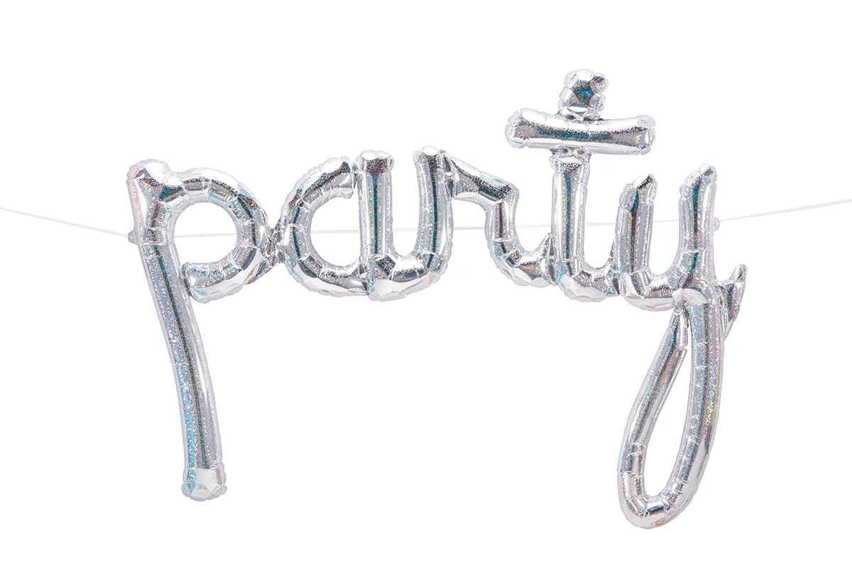 Folienballon-Girlande Script Party Holographic