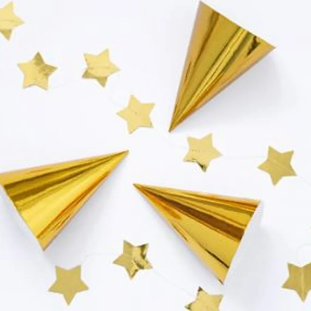 6 Partyhütchen Gold