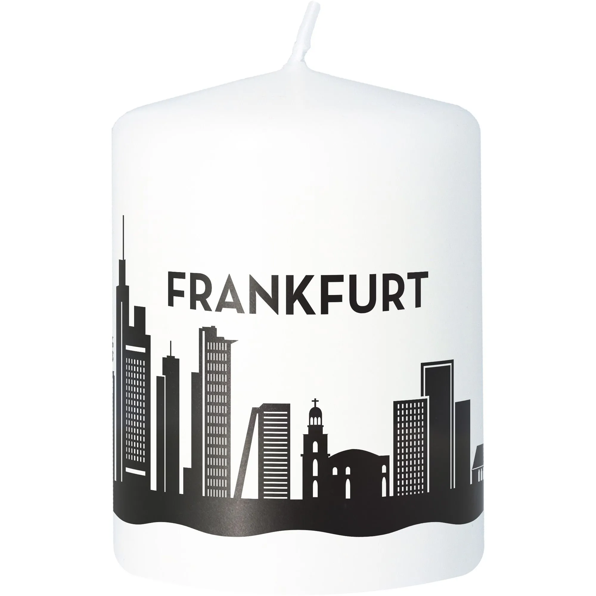 Stumpenkerze Skyline Frankfurt Weiß