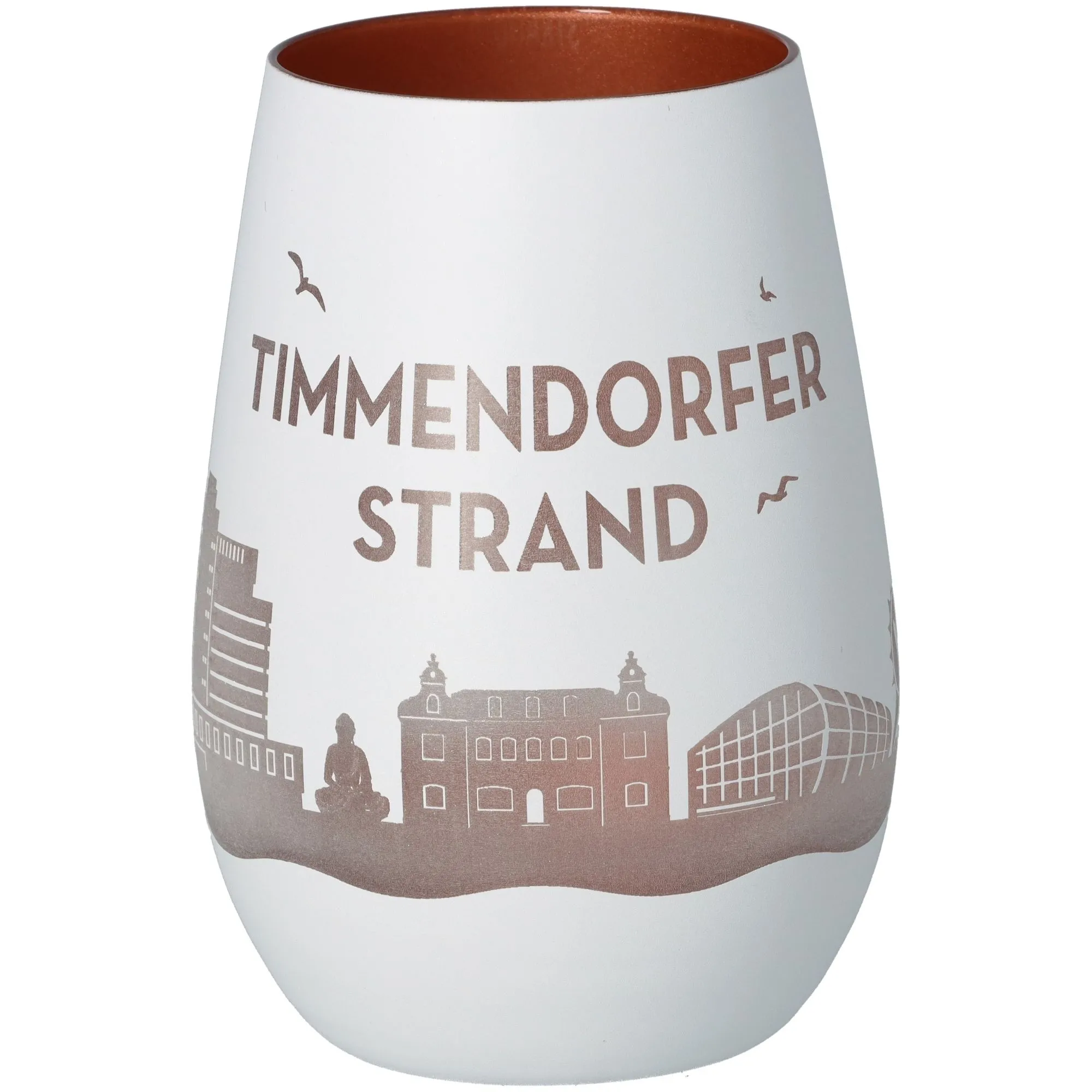 Windlicht Skyline Timmendorfer Strand Weiß/Bronze