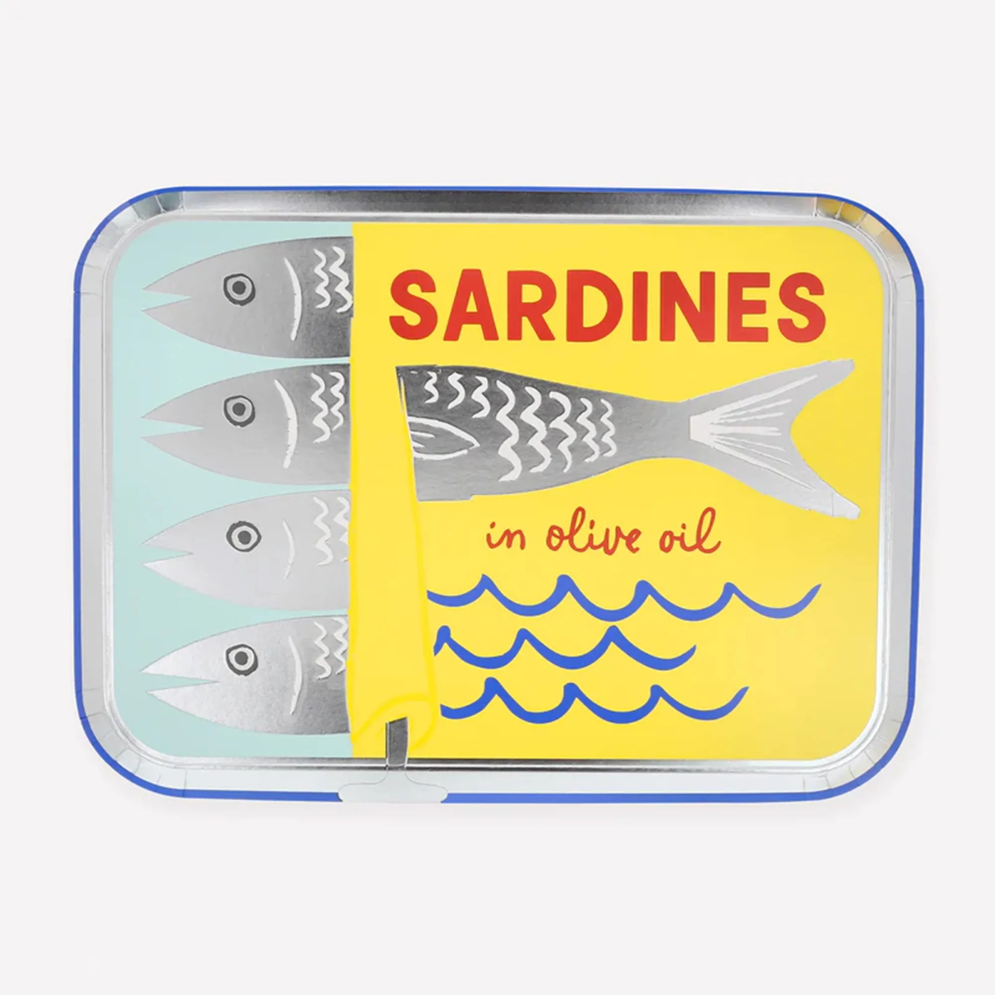 Sardinen, Dosenverpackung, in Olivenöl, Bunte Illustration, Fischmotiv