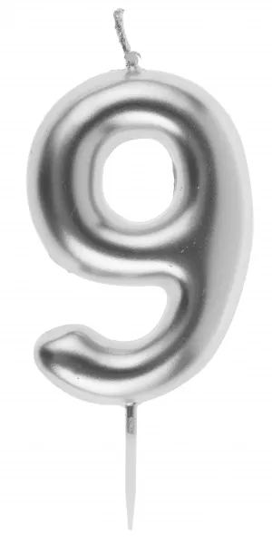 Zahlenkerze "9", Silber